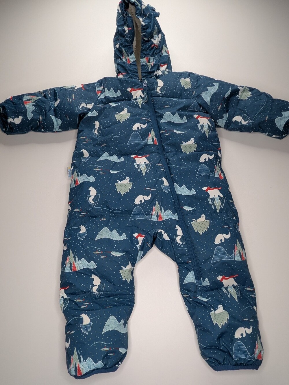 Navy Polar Animal Print Infant Snowsuit